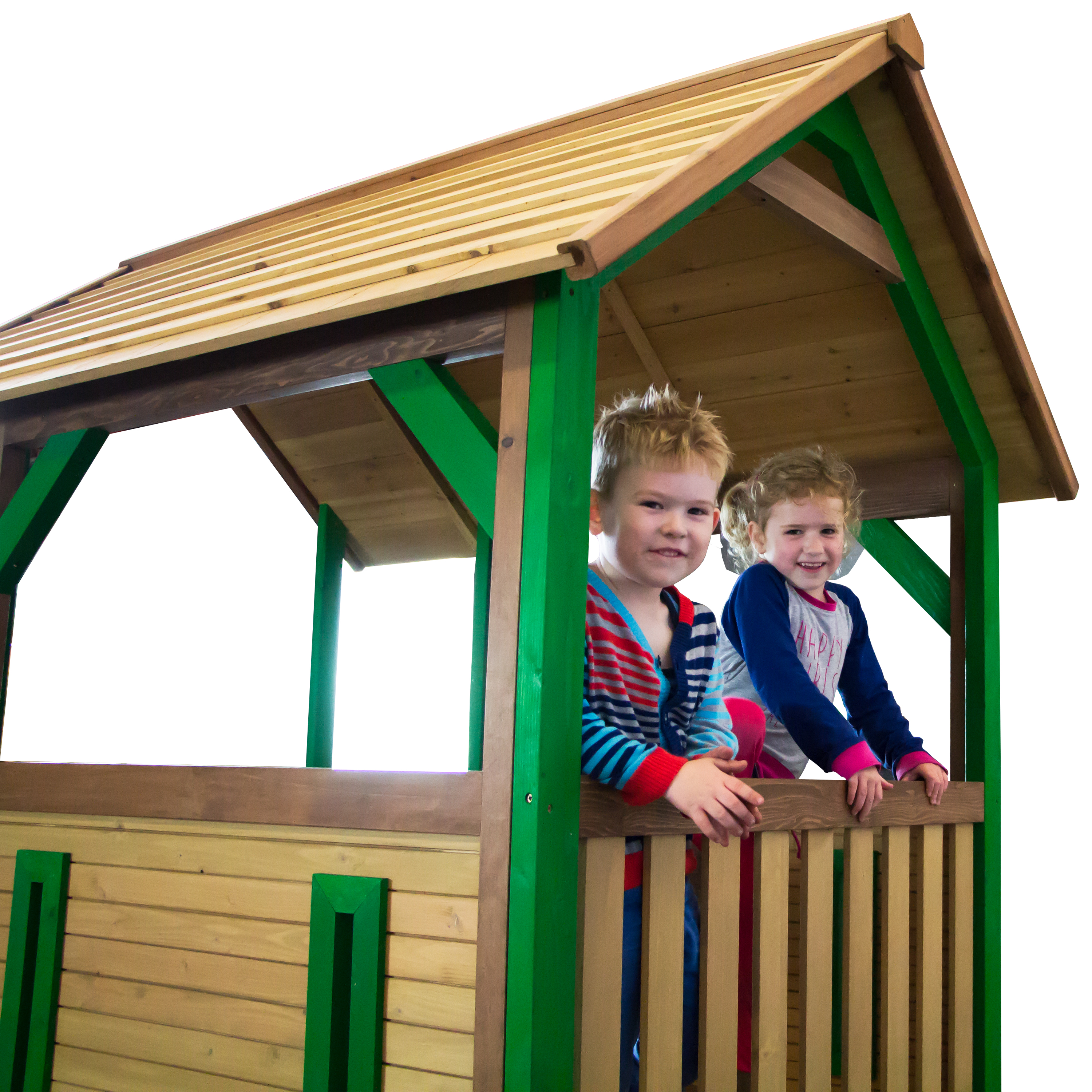 Akela Speeltoren Bruin/groen - Rode glijbaan