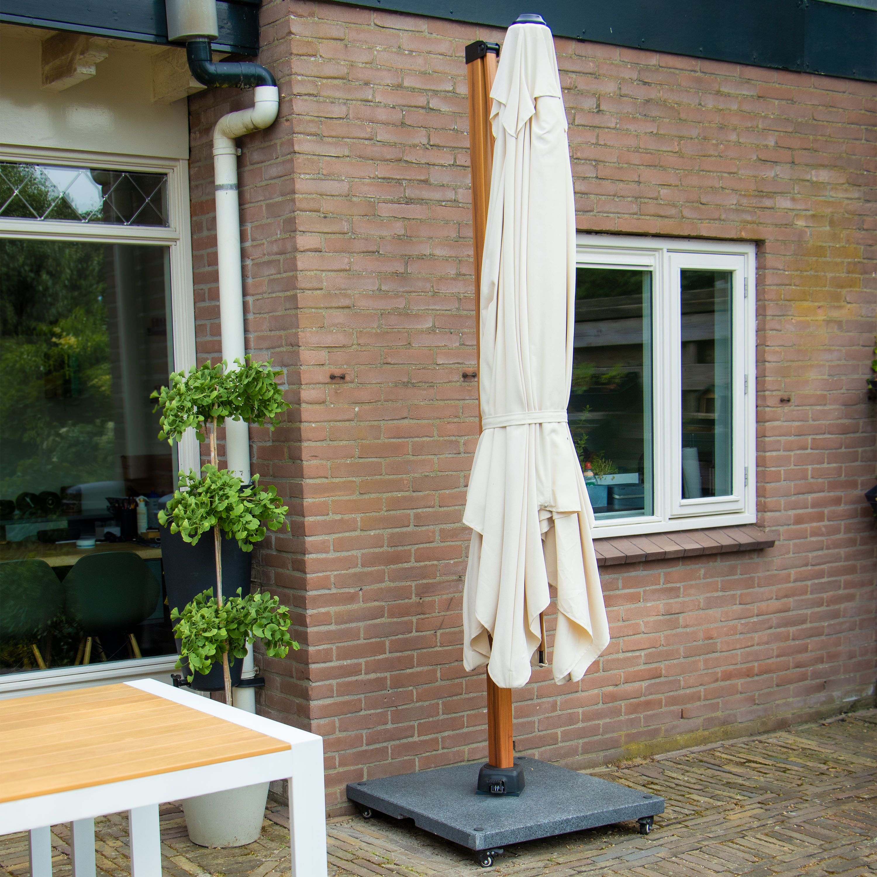 Apollo Ampelschirm 300x300cm Anthrazit/Beige – Komplettset