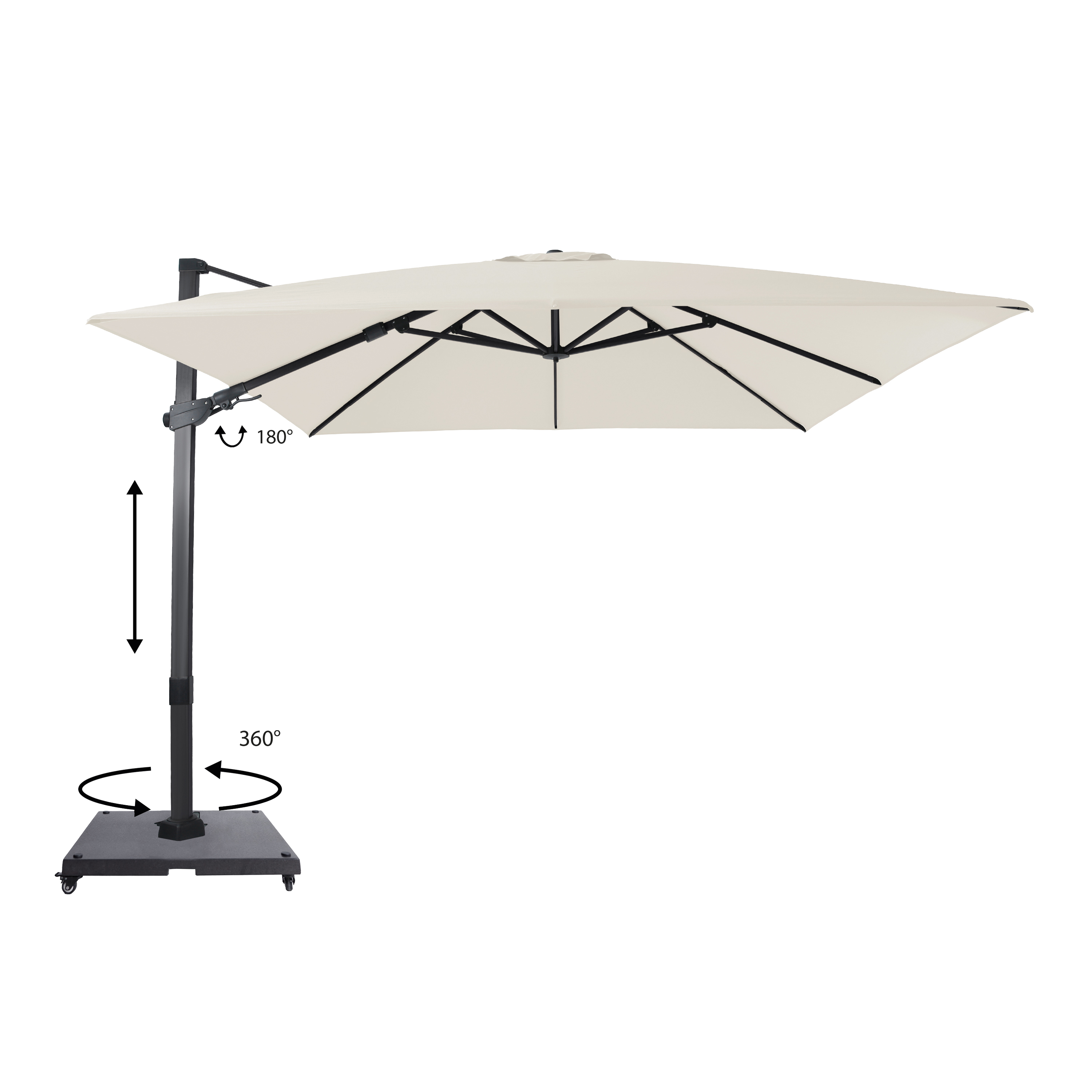 Apollo Ampelschirm 300x300cm Anthrazit/Beige – Komplettset