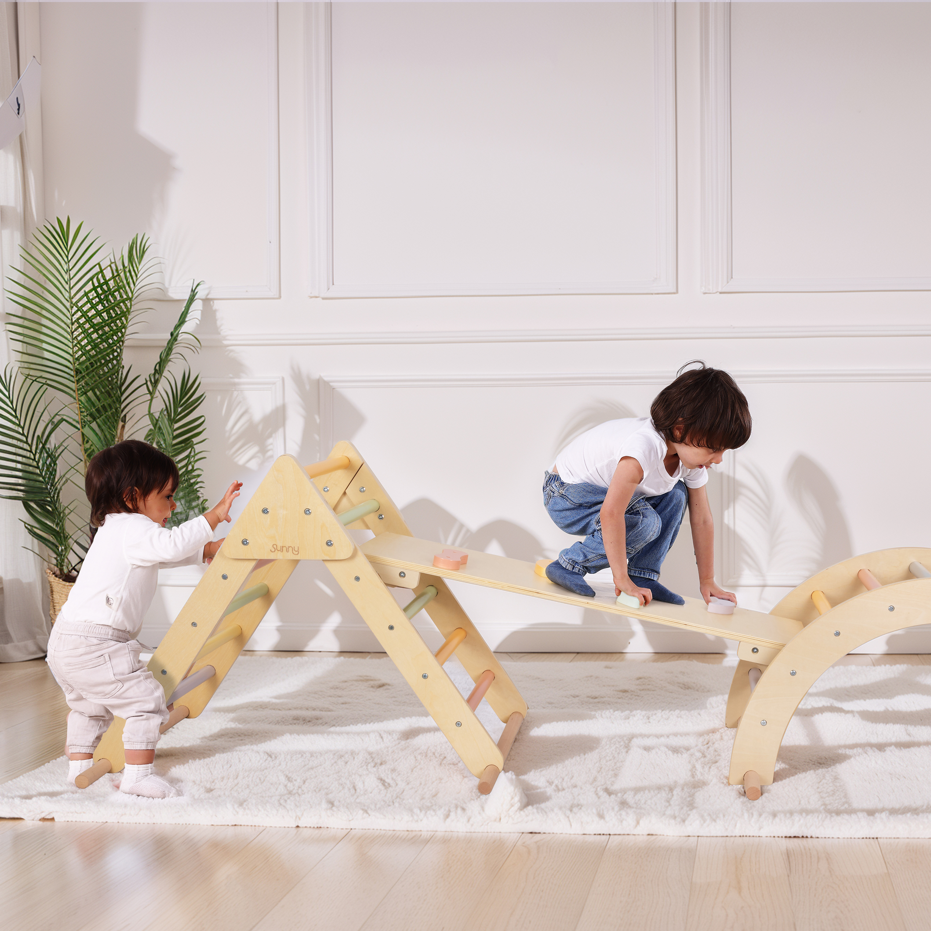 3-in-1 Triangle d'escalade en bois 3-en-1 avec