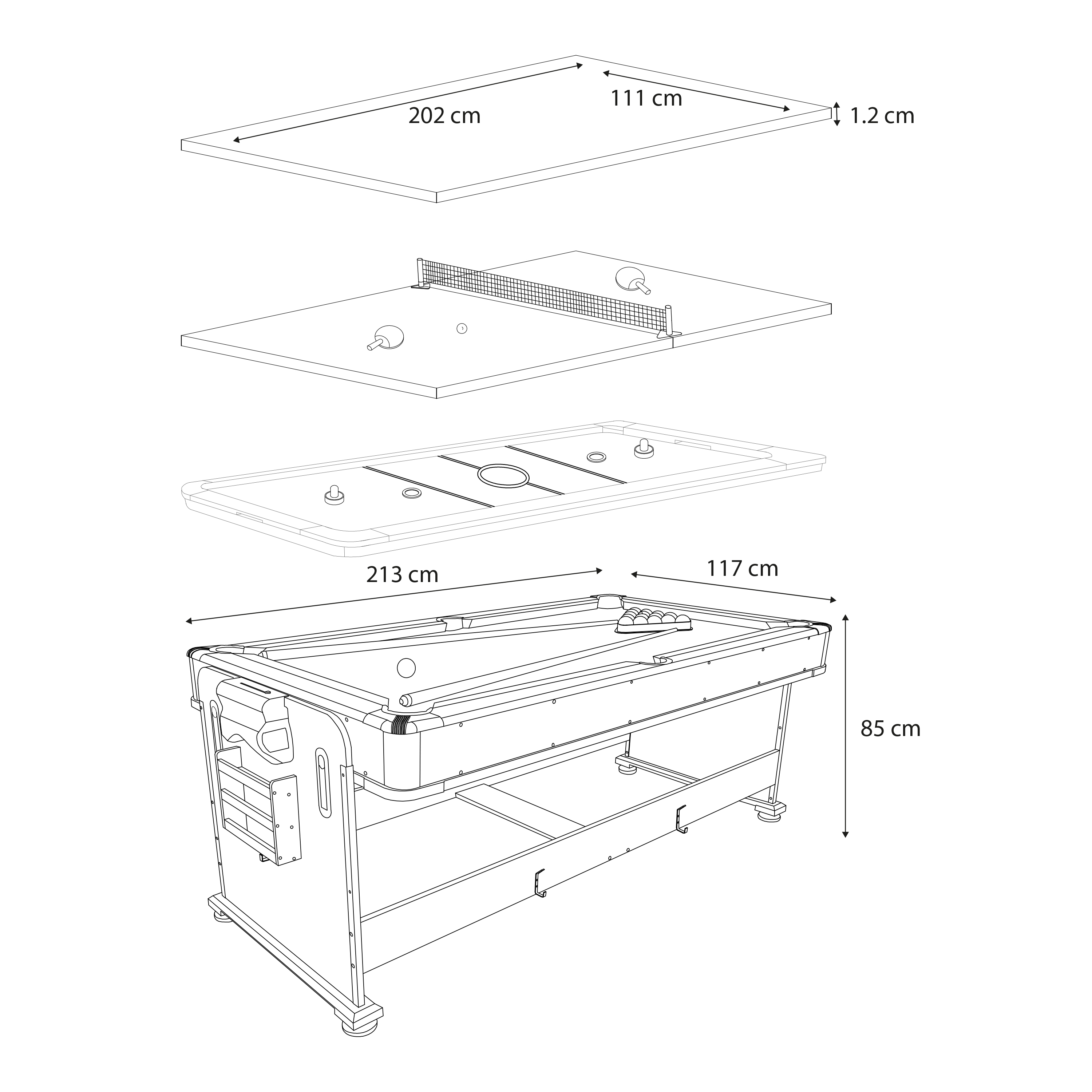 4-in-1 Multi Game Table Black