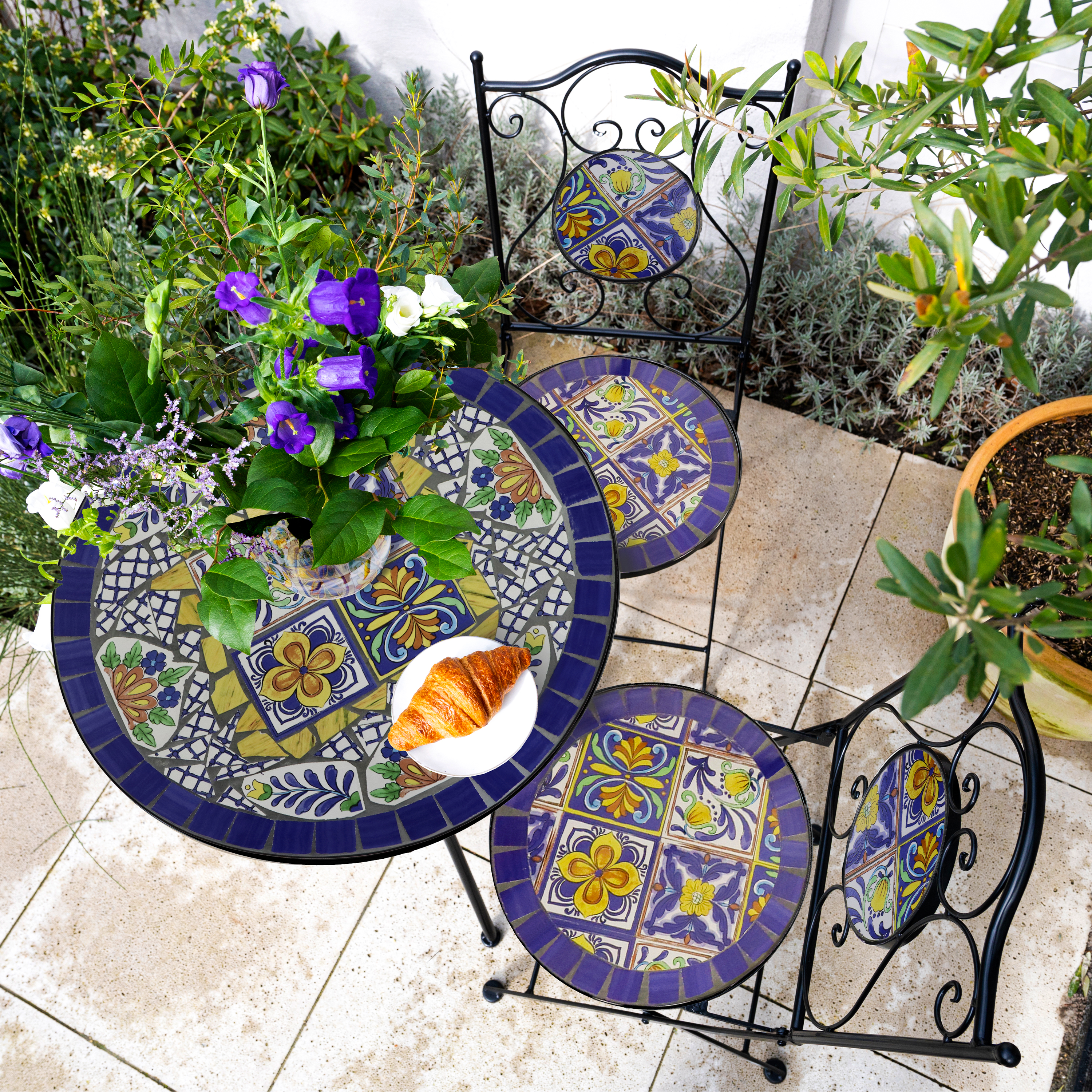 Amélie Mosaic Bistro Set Mediterranean style Blue/Yellow