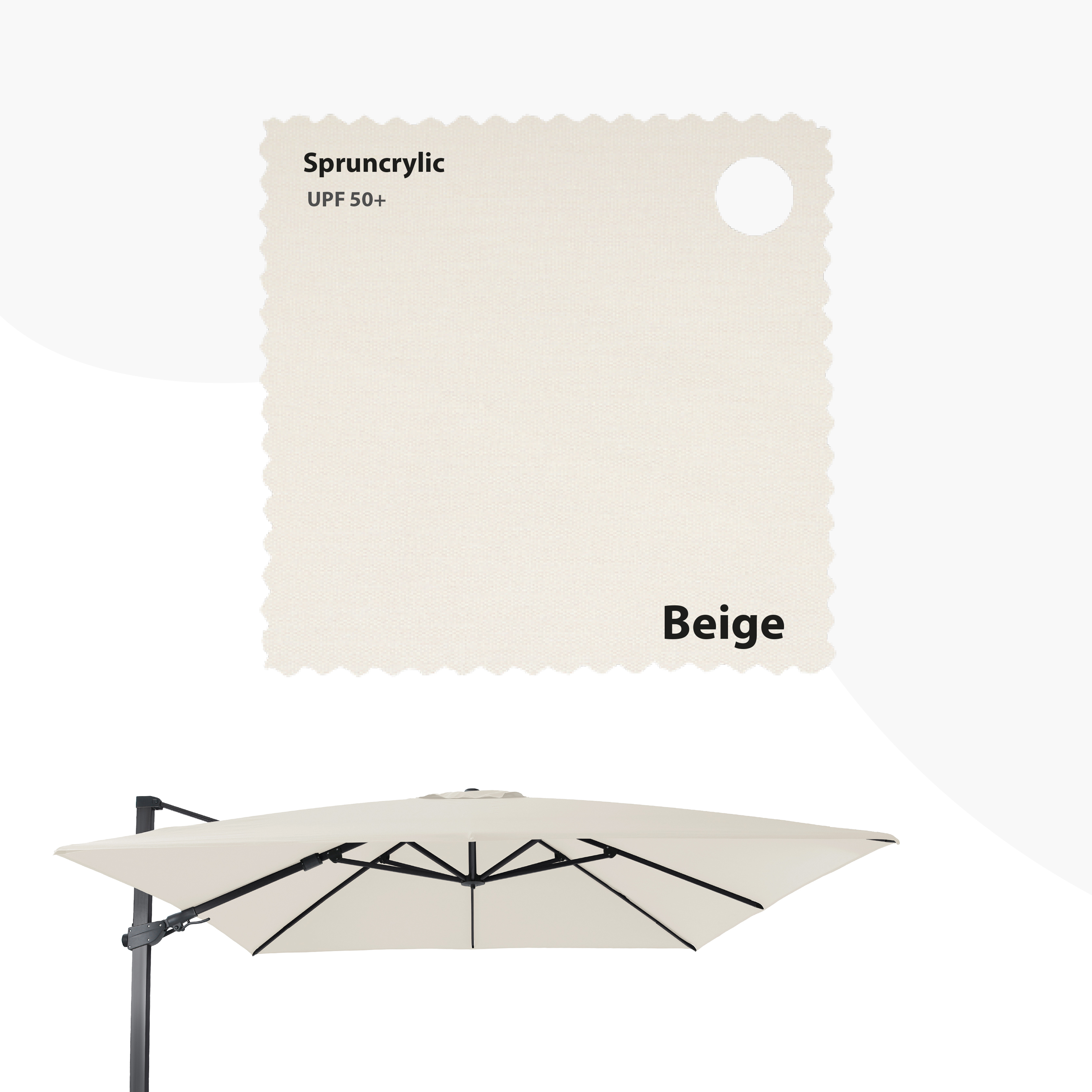 Apollo Ampelschirm 300x300cm Anthrazit/Beige – Komplettset