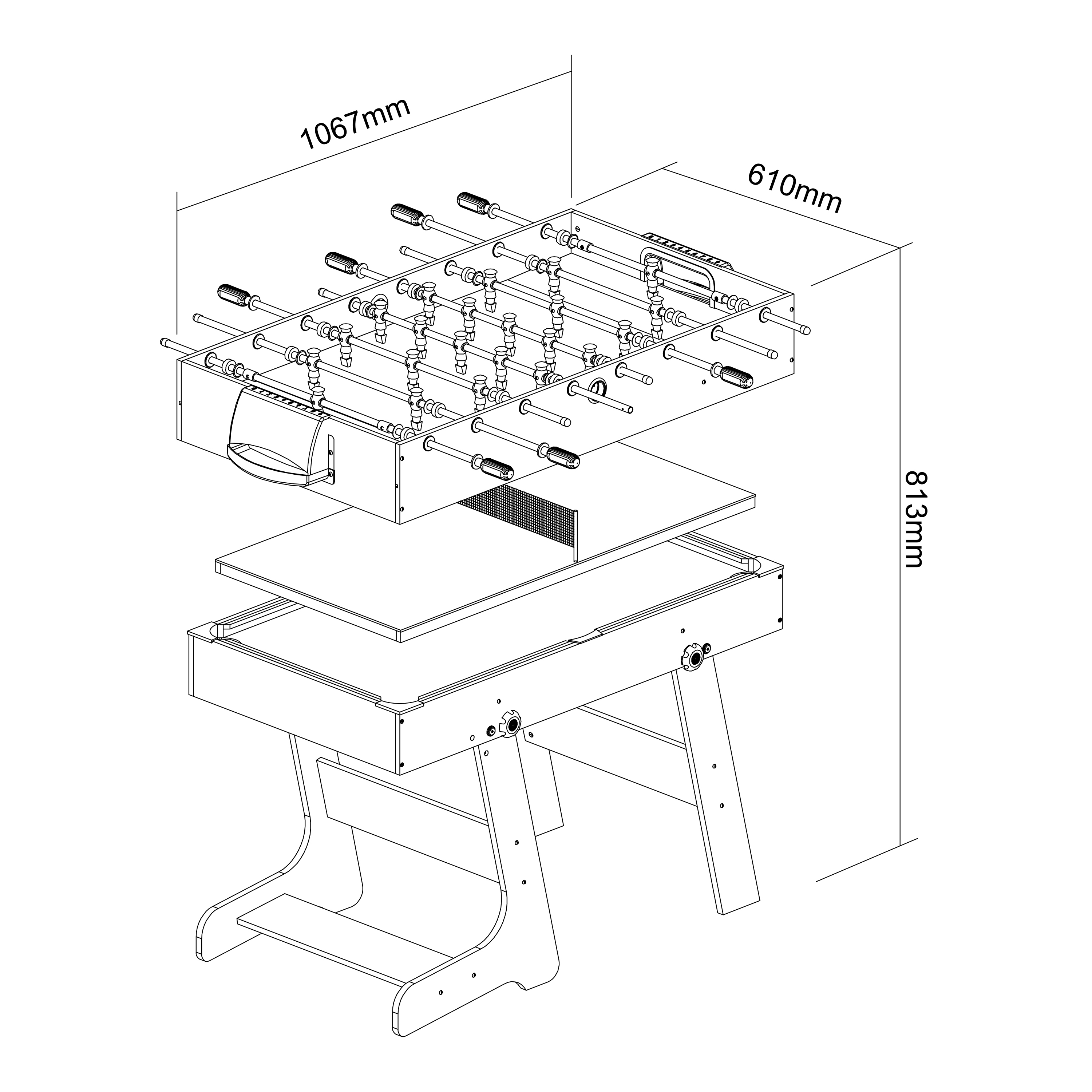 16-in-1 Table Multi Jeux Noire