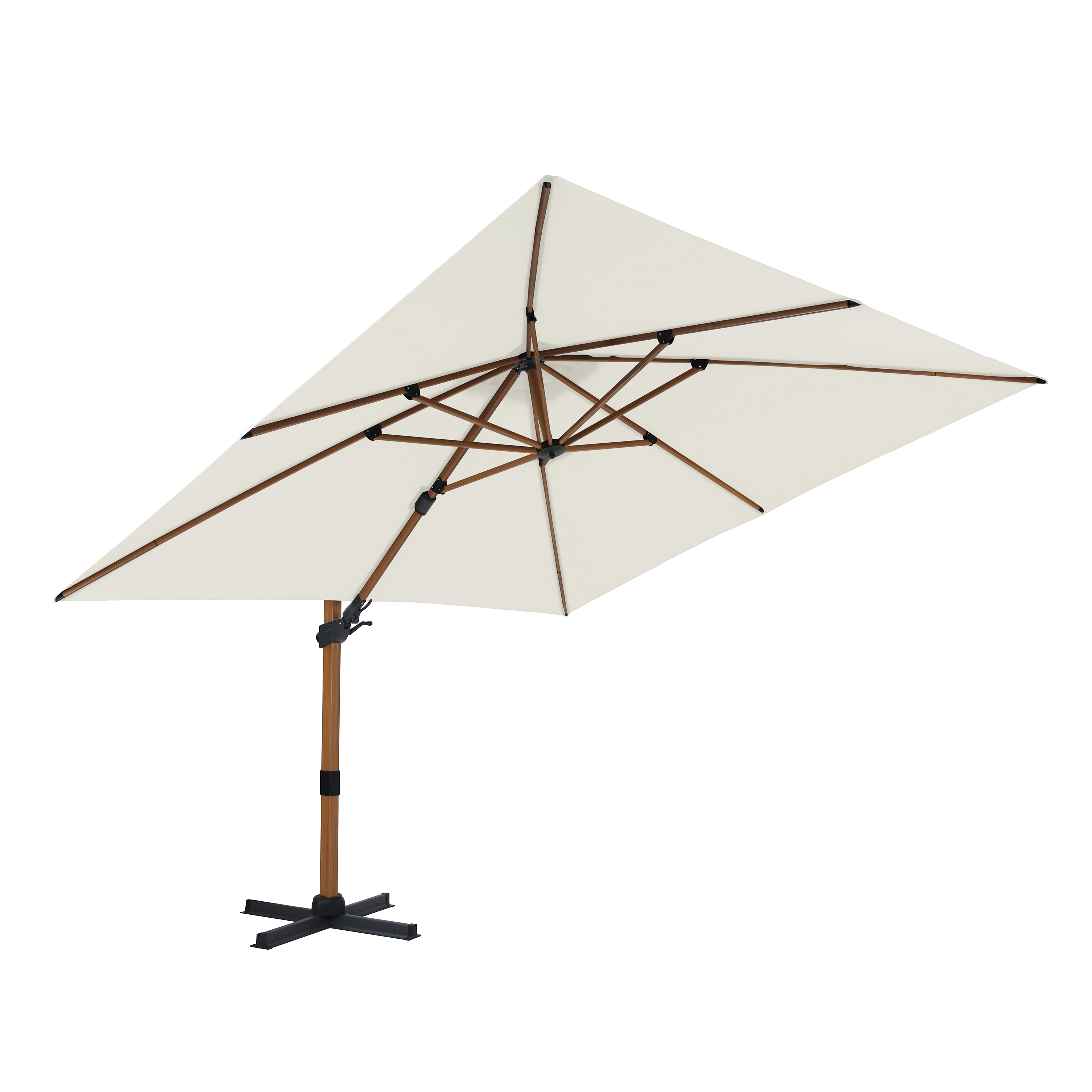 Apollo Premium Zweefparasol 300x300 Houtlook/beige 