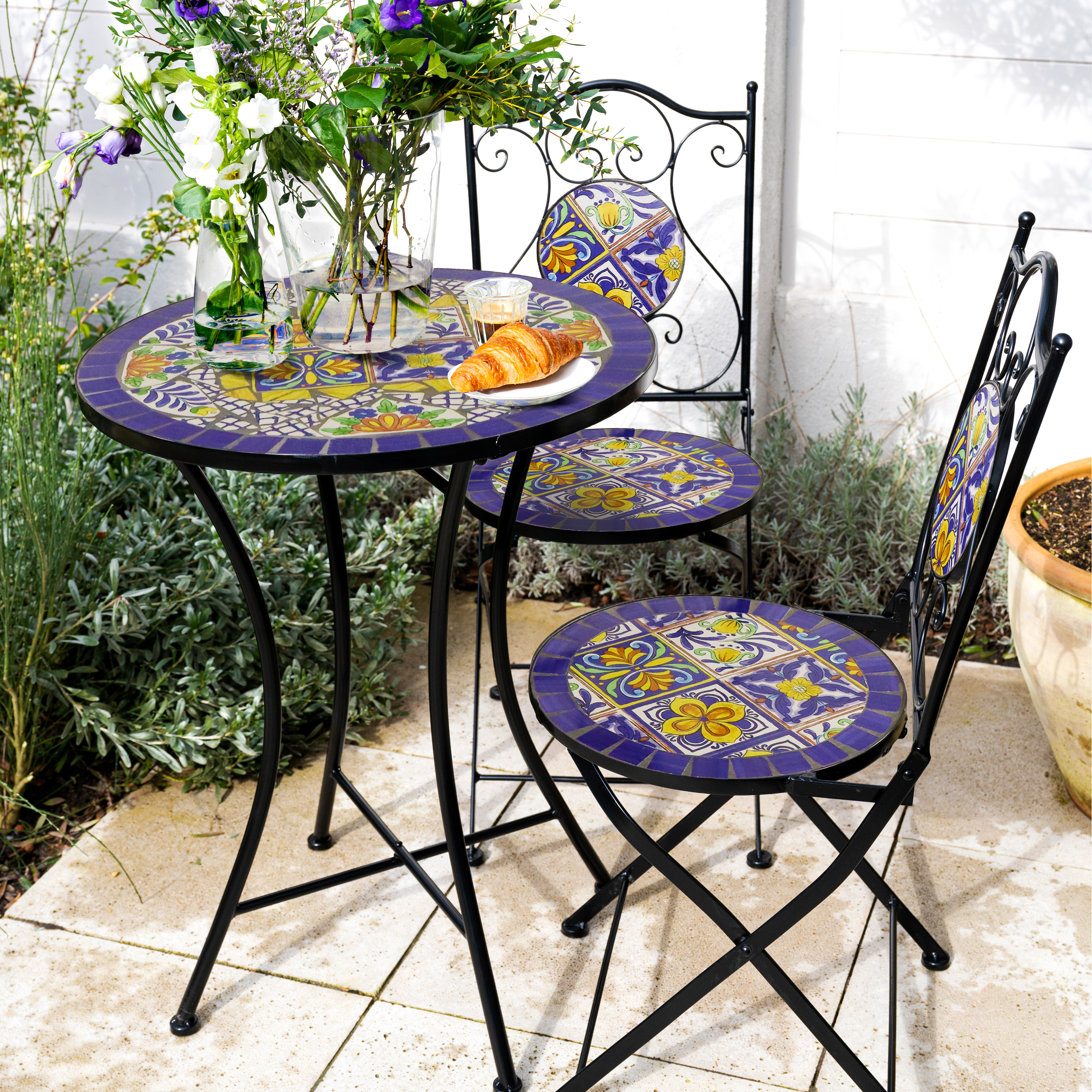 Amélie Mosaic Bistro Set Mediterranean style Blue/Yellow