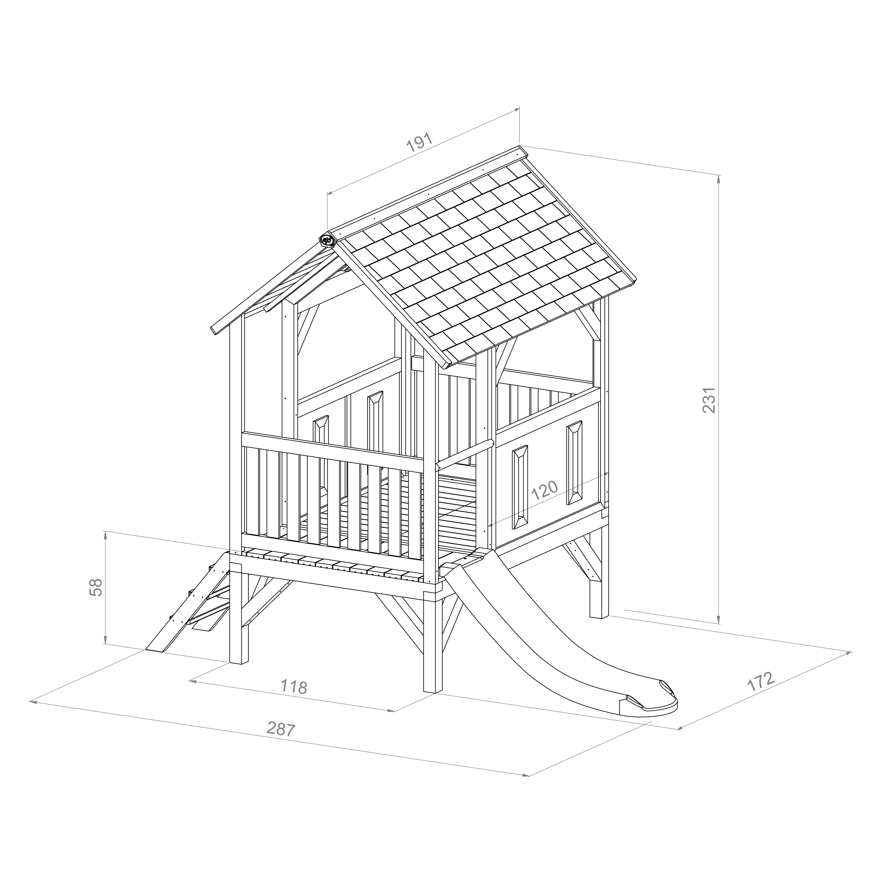 Akela Speeltoren Bruin/groen - Rode glijbaan