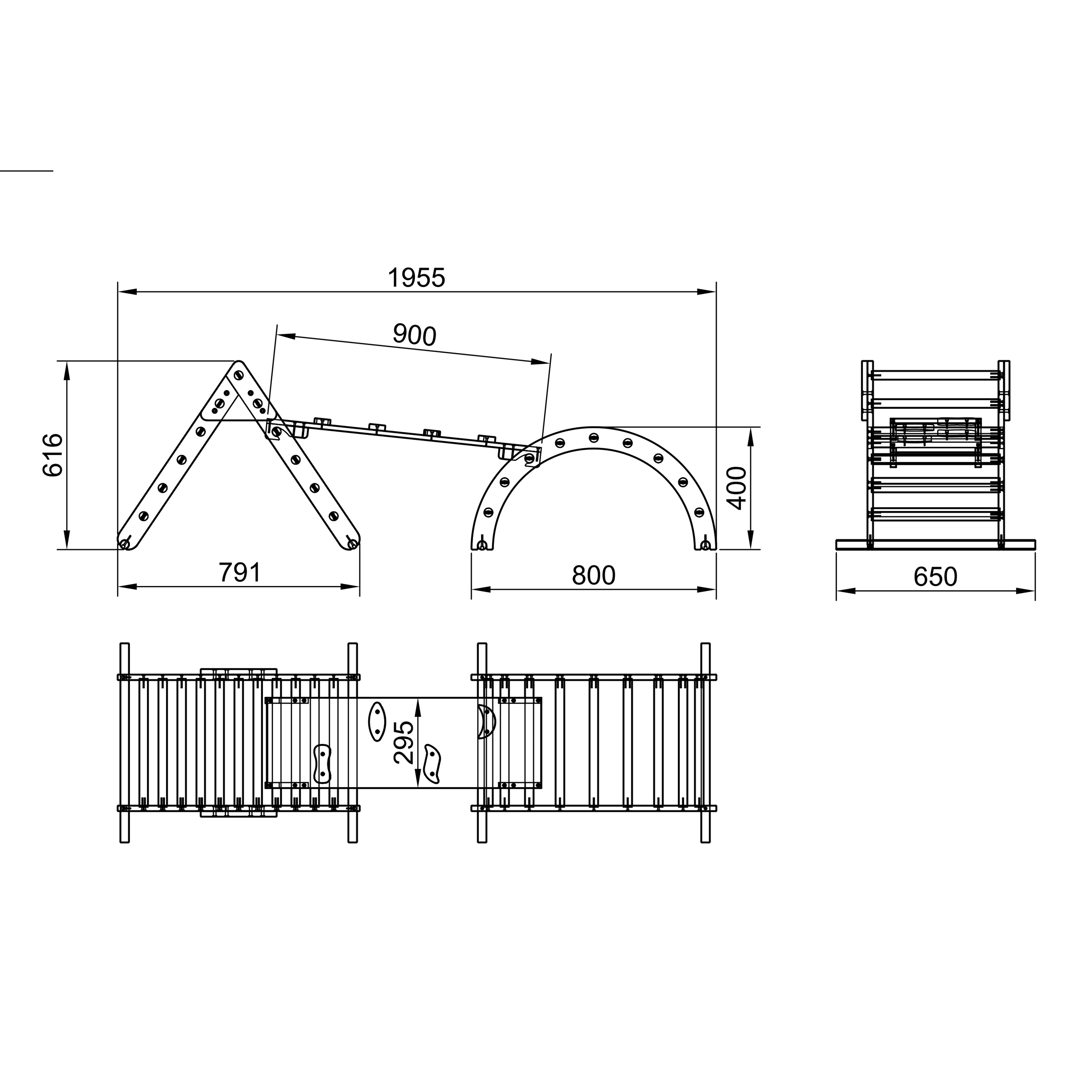 3-in-1 Triangle d'escalade en bois 3-en-1 avec