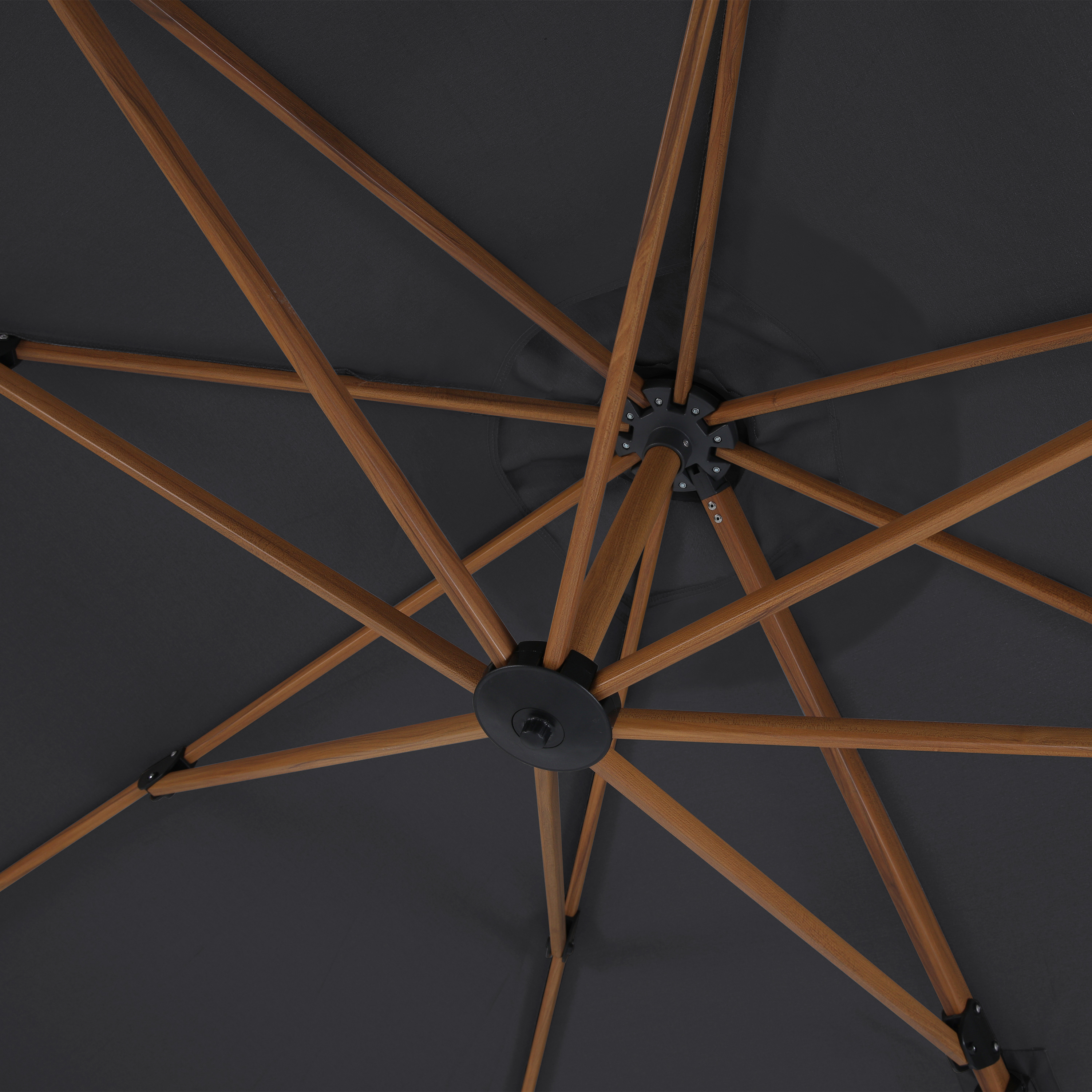 Apollo Premium Zweefparasol 300x300 Houtlook/grijs